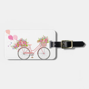 Whimsical Pink Bicycle Luggage Tag