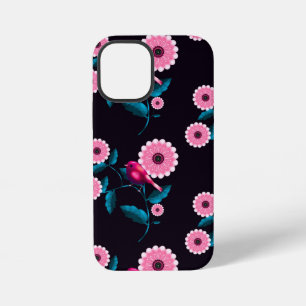 Whimsical Pink Bird Floral Botanical Design iPhone 12 Mini Case