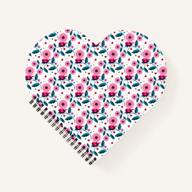 Whimsical Pink Bird Floral Botanical Design Throw Notebook (Front)