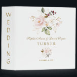 Whimsical Pink Blush Gold Floral Wedding Album Binder<br><div class="desc">Unique and elegant design featuring delicate gold outlined flowers and watercolour pink,  blush flowers; on the back floral ampersand and initials. Use Personalise tool to add your info. Visit,  please,  my Blush Gold Floral Collection.</div>