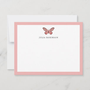Whimsical Pink Butterfly Girly Card