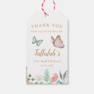 Whimsical Pink Butterfly Kid's Birthday Favour Gift Tags