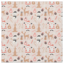 Whimsical Pink Christmas Fabric