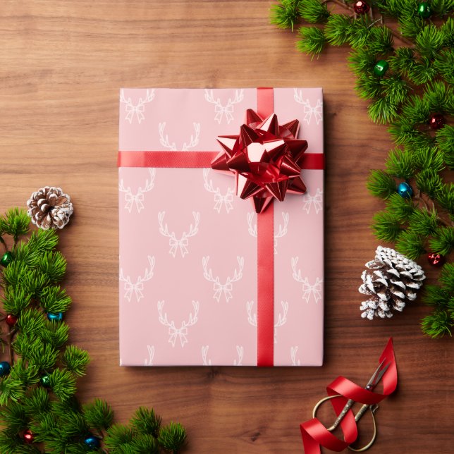Whimsical Pink Christmas Patterns Wrapping Paper (Holiday Gift)