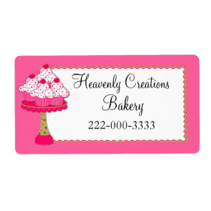 Whimsical Pink Cupcakes Custom Bakery Label