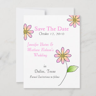 Whimsical Pink Daisies Save the Date Announcements