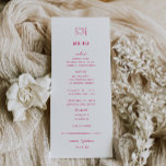 Whimsical Pink Doodle Wedding Menu<br><div class="desc">Whimsical Dinner Setting Doodle,  wedding menu. Features,  Cerise Pink Typography with light pink stripe pattern backing.</div>