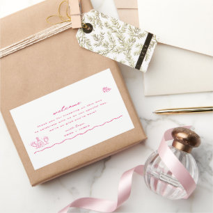 Whimsical Pink Doodle Wedding Welcome Bag Sticker