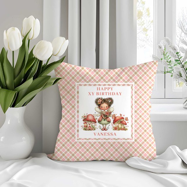 Whimsical Pink Fairy 8th Birthday Throw Pillow (Whimsical Pink Fairy 8th Birthday Throw Pillow)