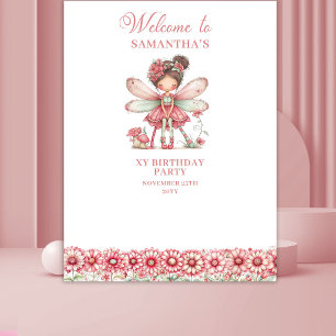 Whimsical Pink Fairy Flowers 2nd Birthday Backdrop Tapestry