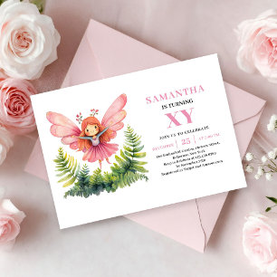 Whimsical Pink Fairy Girl Birthday Blush invite
