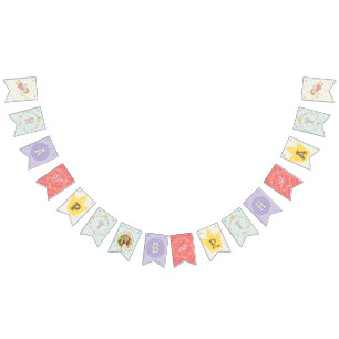Whimsical Pink Fairy Princess Girl Birthday Photo Bunting Flags