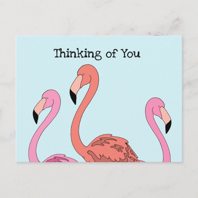 Whimsical Pink Flamingo Cartoon Postcard (Front)