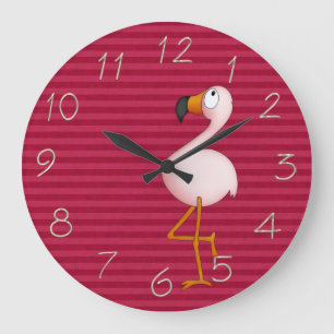 Whimsical Pink Flamingo Clock