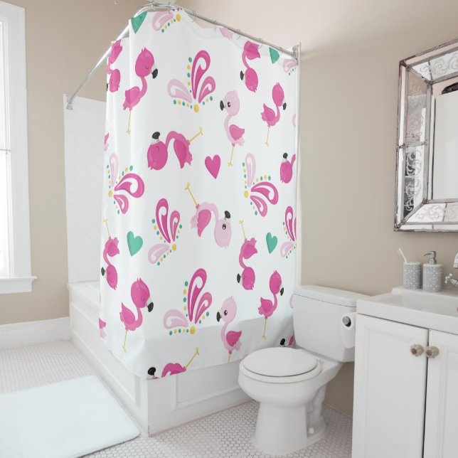 Whimsical Pink Flamingo Pattern (In Situ)