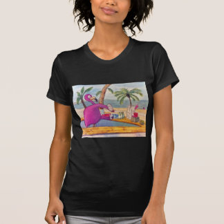 Whimsical Pink Flamingo Pours Party Drinks Beach T-Shirt