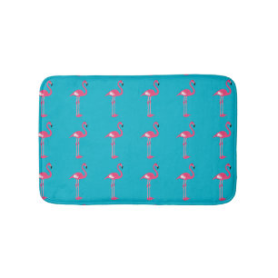 Whimsical Pink Flamingos Bath Mat