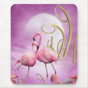 Whimsical Pink Flamingos Mousepad
