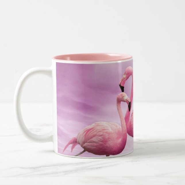 Whimsical Pink Flamingos Mug (Left)