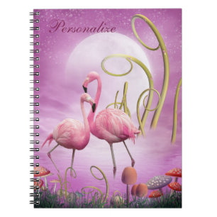 Whimsical Pink Flamingos Personalized Notebook