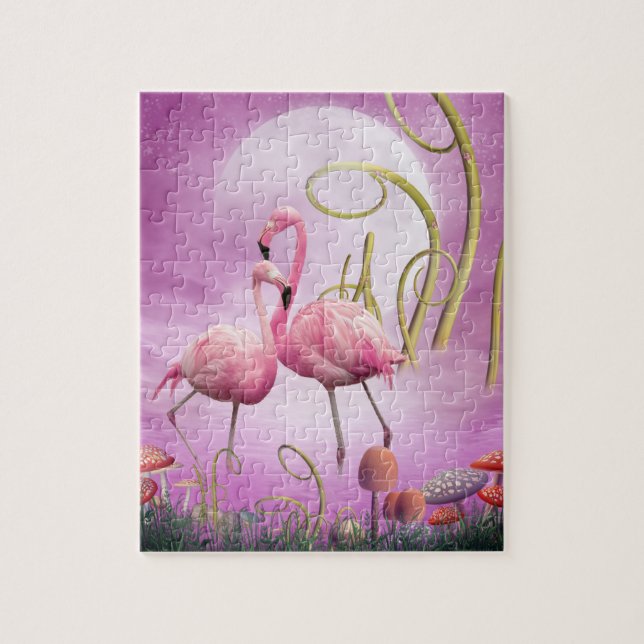 Whimsical Pink Flamingos Puzzle (Vertical)