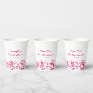 Whimsical Pink Floral Bridal Shower Paper Cups