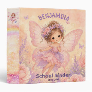 Whimsical Pink Floral Pastel Butterfly Fairy Binder