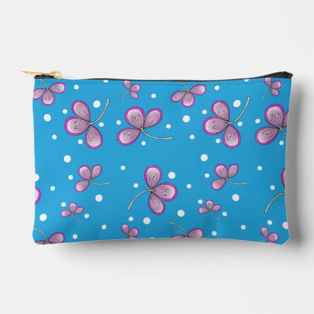 Whimsical Pink Flower Accessory Bag (Front)