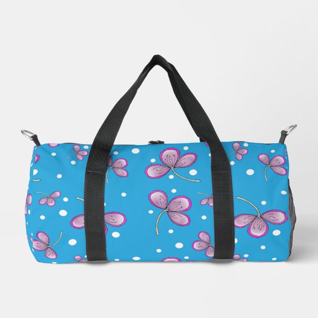 Whimsical Pink Flower duffle bag (Front)