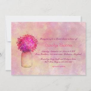 Whimsical Pink Flower/Masonjar Bridal Shower card