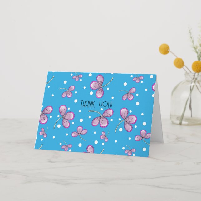 Whimsical Pink Flower Merci note (Recto)