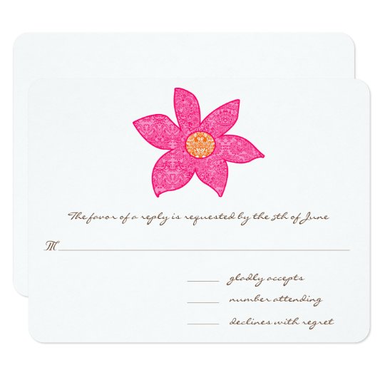 Whimsical Pink Flower Wedding Response Cards