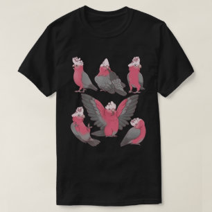 Whimsical Pink Galah Cockatoo Bird Pattern T-Shirt