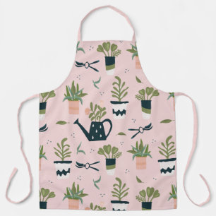 Whimsical Pink Gardening Printed Pattern Apron