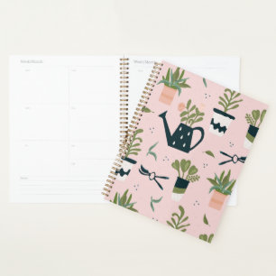 Whimsical Pink Gardening Printed Pattern Planner