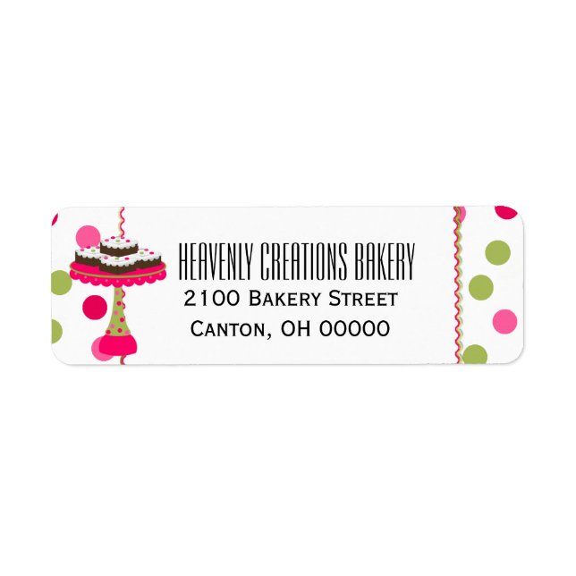 Whimsical Pink & Green Bakery Return Label (Front)