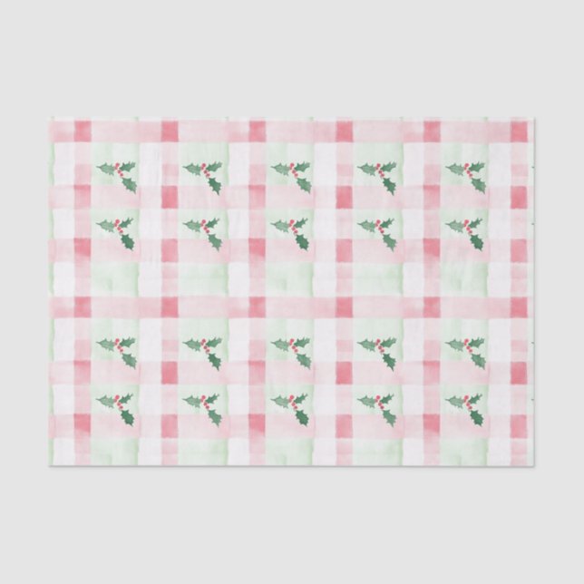 Whimsical Pink Green Retro Christmas  Tissue Paper (Front)