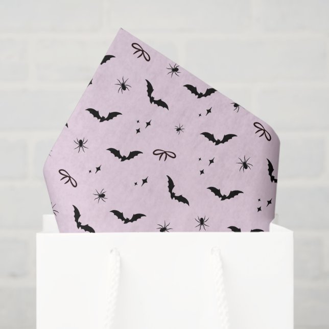 Whimsical Pink Halloween Bats, Spiders & Bows Tissue Paper (Gift Bag)