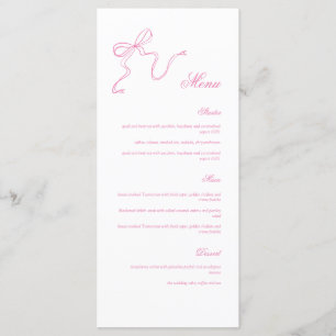 Whimsical Pink Hand drawn Bow Baby Shower Menu