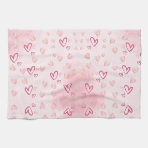 Whimsical Pink hearts Kitchen Towel