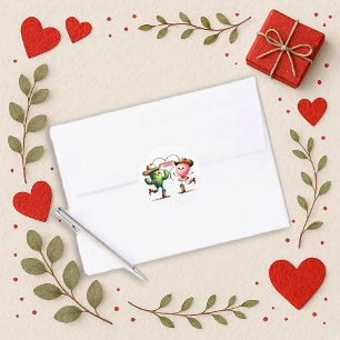 Whimsical Pink Kawaii Cactus and Balloon Design Classic Round Sticker