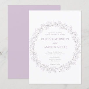 Whimsical Pink   Mauve    Wreath Wedding Invitation