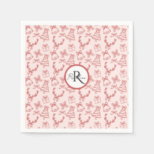 Whimsical pink monogram napkin
