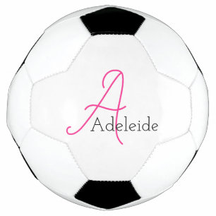 Whimsical Pink Monogram Personalized Soccer Ball