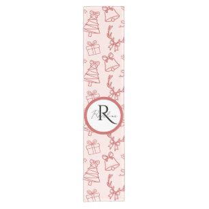 Whimsical pink monogram  short table runner