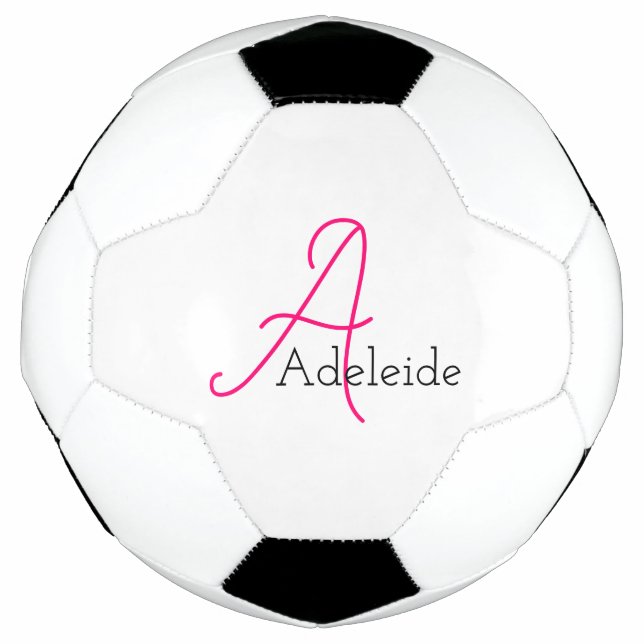 Whimsical Pink Monogram Soccer Ball (Front)