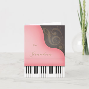 Whimsical Pink Piano Mom or Grandma Mother's Day Card