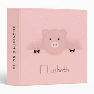 Whimsical Pink Pig Binder