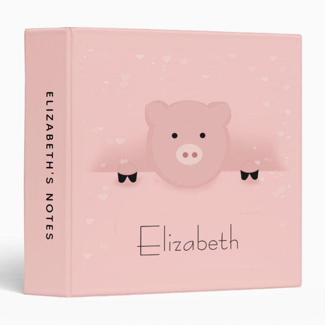 Whimsical Pink Pig Binder (Front/Spine)