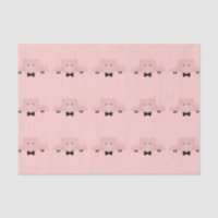 Whimsical Pink Pig in Black Bow Tie Pattern